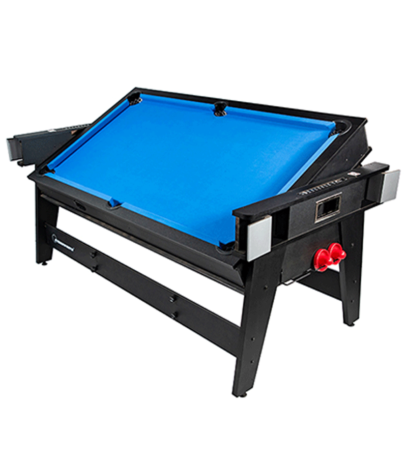 6Ft Multi-Game Table 4 in 1 Billiard, Air Hockey, Table Tennis and Dining Top in Black Finishing 